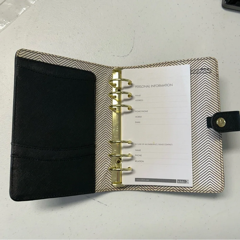 Kikki K Black Snap Personal Leather Planner‎ Organizer